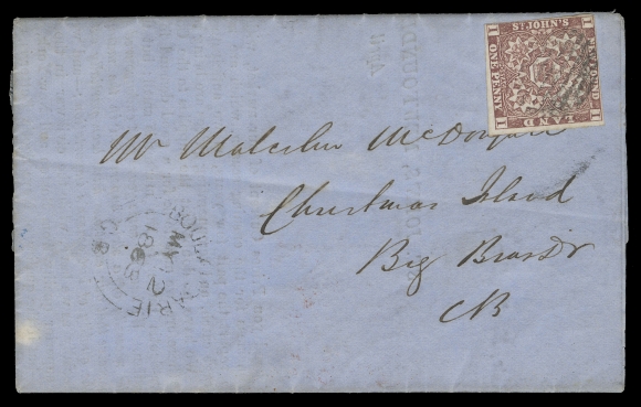 NEWFOUNDLAND -  1 PENCE  1,1863 (May 5) Blue folded two-page Prices Current from St. John