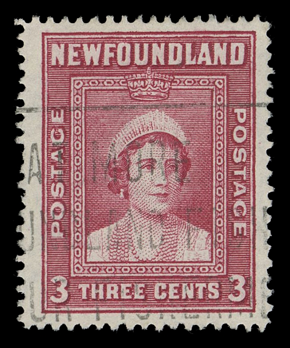 NEWFOUNDLAND -  4 1897-1947 ISSUES  246b,A nice used example of this elusive perforation gauge, light  slogan cancellation, VF