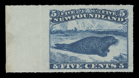 NEWFOUNDLAND -  2 CENTS  40,An exceptional mint single, precisely centered with uncharacteristically large margins, full sheet margin at left, pristine fresh colour on bright white paper with full immaculate original gum. A very elusive stamp to find in such top-quality and grossly undercatalogued as such, XF NH GEM