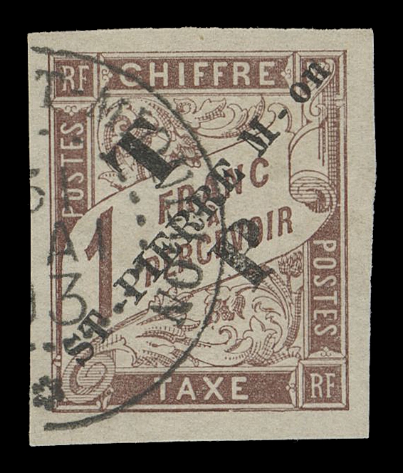 SPM - GENERAL ISSUES  52-59,The set of eight with "TP / St. Pierre M - on" overprint in red or black, selected used ex 40c unused, scarce, VF (Yvert 51-58 € 1,600; Maury 52-59 € 1,650)