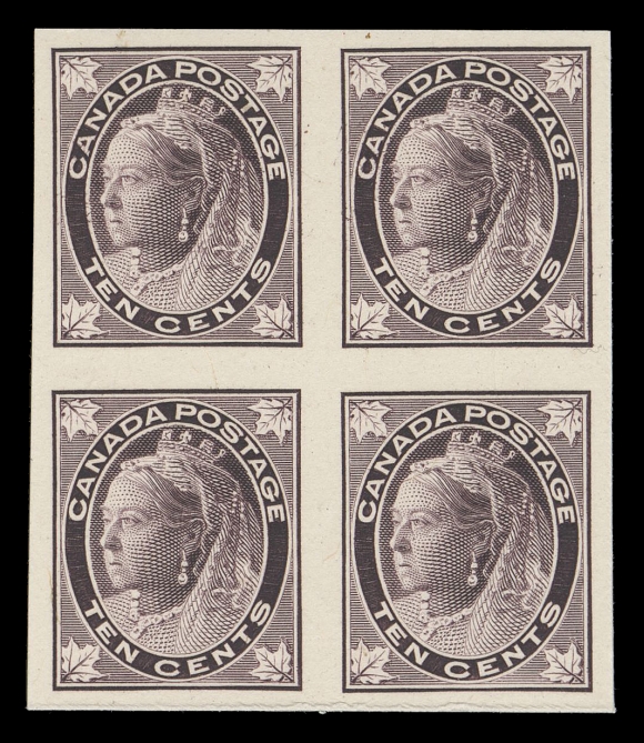 CANADA -  6 1897-1902 VICTORIAN ISSUES  66-73,The complete set of eight plate proof blocks of four, mostly large margined, all with bright colours; 6c with fold between pairs. A nice set, seldom seen in blocks, VF (Unitrade cat. $8,000)