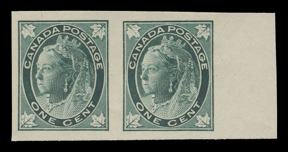CANADA -  6 1897-1902 VICTORIAN ISSUES  67a,A fresh mint imperforate pair, sheet margin at right and large margins on other sides, rich colour on fresh paper, XF H