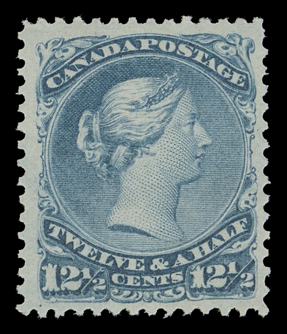 CANADA -  4 LARGE QUEEN  28,A post office fresh mint single with radiant colour on bright fresh paper, nicely centered along with unusually full original gum, NEVER HINGED. A beautiful and seldom seen stamp in this premium mint condition, VF NHExpertization: photocopy of 2013 Greene Foundation cert. for a strip from which this stamp originates.