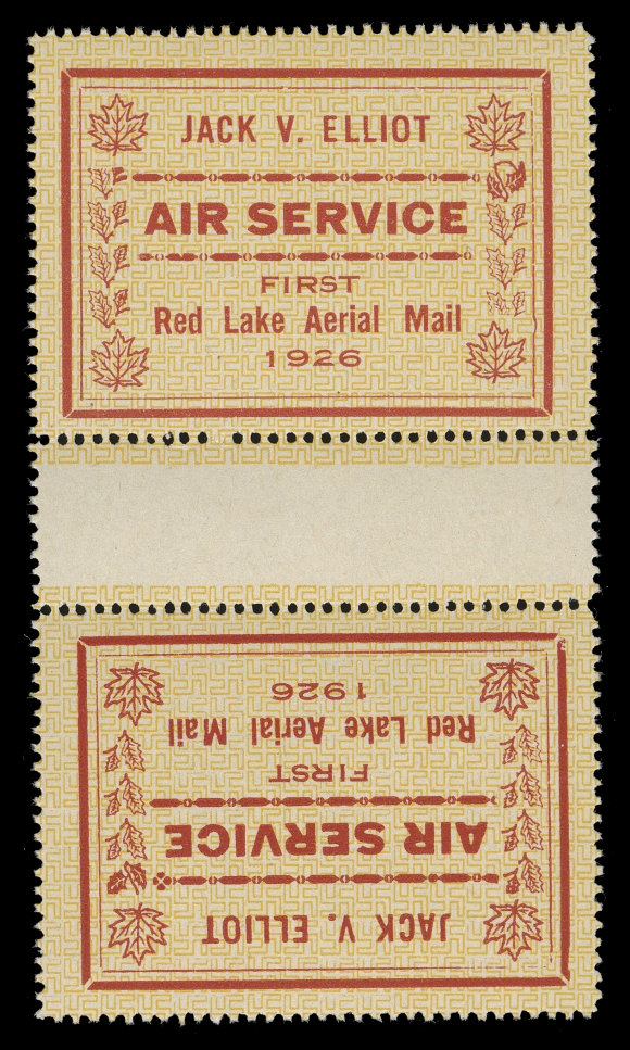 CANADA - 13 SEMI-OFFICIAL AIRMAILS  CL7c,A choice, well centered mint tête-bêche gutter margin pair, fresh and well centered, scarce, VF NH