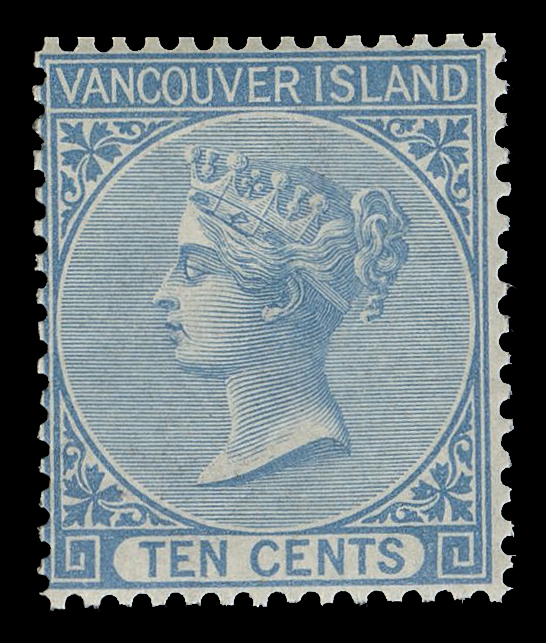 BRITISH COLUMBIA  6i,A pristine fresh mint single in superior condition, the INVERTED  WATERMARK variety, displaying exceptional colour and unusually  full, dull white original gum, lightly hinged. A beautiful stamp  seldom seen in such premium condition, Fine+ LH