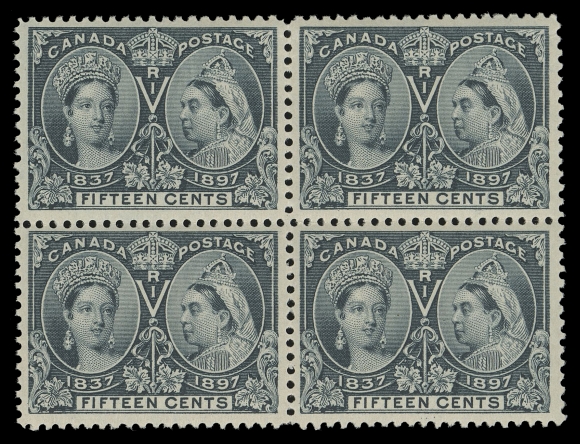 CANADA -  6 1897-1902 VICTORIAN ISSUES  58,A selected mint block of four with exceptionally fresh colour,  very well centered, stamps with full immaculate original gum, a  scarce multiple, VF NH