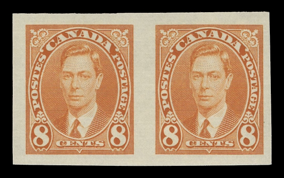 CANADA -  9 KING GEORGE VI  231c-236a,A superb set of six mint imperforate pairs, each pair with full margins, post office fresh colour and full unblemished original gum, XF NH