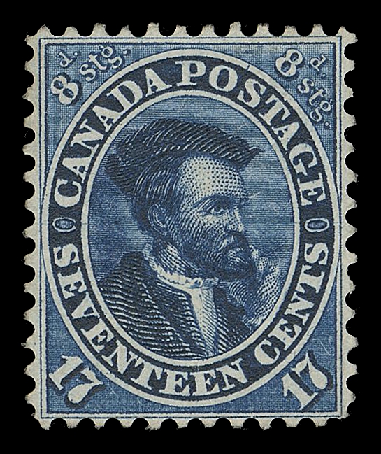 TEN PENCE AND SEVENTEEN CENTS  19,A precisely centered unused example of this difficult stamp, exceptionally rich colour in a deeper shade, sharp impression on pristine white wove paper and with intact perforations all around, very scarce with such superior centering and overall freshness, XFExpertization: 2023 Greene Foundation certificateProvenance: The "Lindemann" Collection (private treaty circa. 1997)