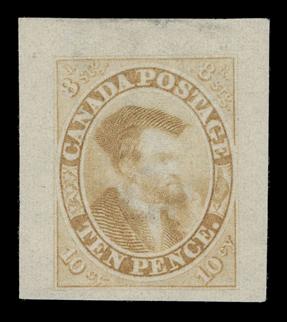 TEN PENCE AND SEVENTEEN CENTS 7,American Bank Note Company Trade Sample Proofs - a phenomenal display of forty-nine different colours ranging from bright yellow to black, printed on several different paper types; about two-thirds are completely sound, others with usual thin (some very minor). Formed over many years on a one-by-one basis and displaying a high percentage of existing shade and paper combinations. A beautiful lot, one of the highlight of the collection pertaining to the Cartier stamp, VF-XF