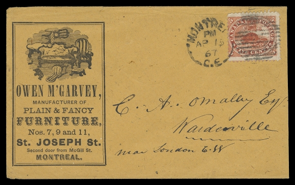 THREE PENCE AND FIVE CENTS 1867 (April 15) "Owen M