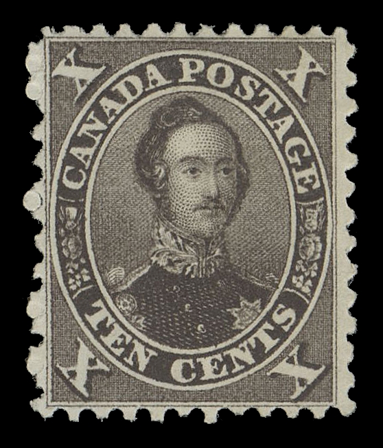 SIX PENCE AND TEN CENTS  16,We are delighted to offer the finest existing mint single of this difficult and sought-after stamp. On nearly everyone