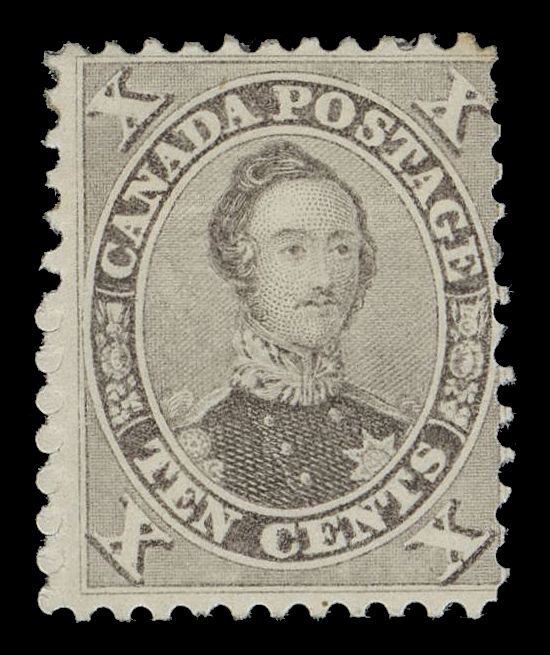 SIX PENCE AND TEN CENTS  17iii,A scarce mint single showing the Re-entry (Position 29) with subtle marks in "TE" of "TEN, lower left "X", large part original gum. Very few examples of this documented plate variety exist in mint condition, Fine OGExpertization: 1999 Greene Foundation certificateProvenance: Arthur Groten, Maresch Sale 133, September 1981; Lot 286
