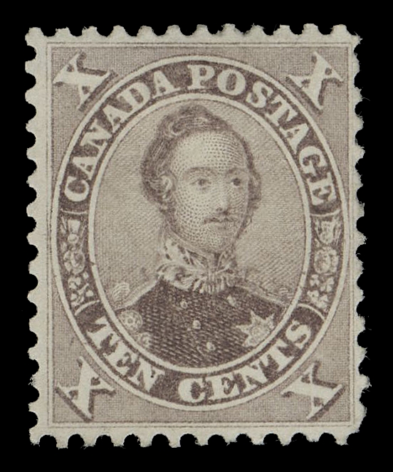 SIX PENCE AND TEN CENTS  17v,A remarkably well centered unused example displaying the elusive "Double Epaulette" variety (Position 61), perforations clear of design on all four sides, brilliant fresh colour on pristine paper. Sought-after and rarely found in such selected quality, VF+Provenance: The "Lindemann" Collection (private treaty, circa 1997)