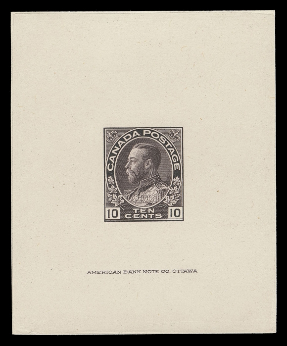 ADMIRAL PROOFS  116,Die Proof printed in the issued colour on india paper 61 x 73mm mounted on nearly same-size card, showing die sinkage area; the unhardened die without die number but with ABNC imprint (25mm wide) below design, superb and very attractive, VF (Minuse & Pratt 116 B TC1e)