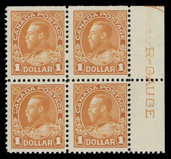 ADMIRAL STAMPS  122v,A mint block with "R-GAUGE" imprint in right margin, bright colour on fresh paper, full original gum, lightly hinged at top right only. An elusive imprint multiple, Fine+Provenance: Harry Lussey, Maresch Sale 133, June 1981; Lot 1133The "Lindemann" Collection (private treaty, circa. 1997)