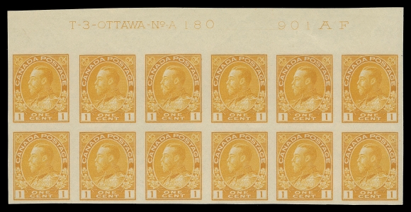 ADMIRAL STAMPS  136,A fresh mint Plate 180 block of twelve, VF NH (Unitrade cat. $1,400)