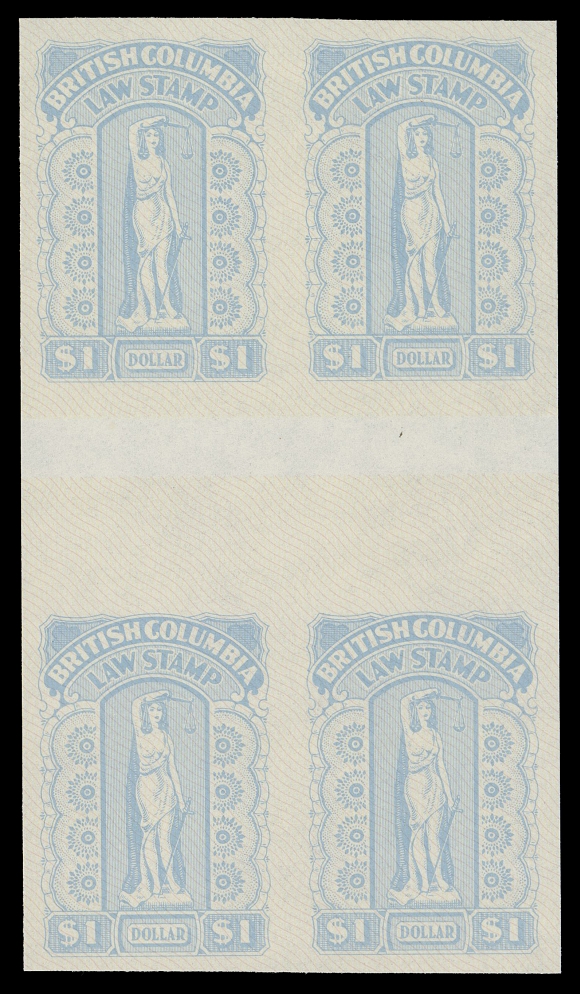 CANADA REVENUES (PROVINCIAL)  BCL63b,A fresh mint imperforate block with horizontal gutter margin, scarce, VF NH