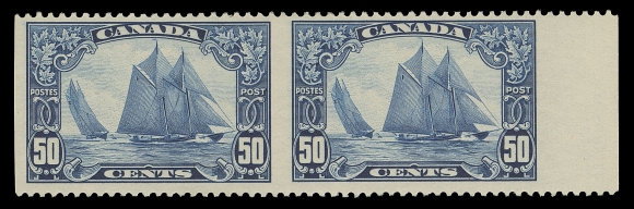 CANADA -  8 KING GEORGE V  158b, 158c,Two mint pairs with sheet margin on one side, imperforate vertically and imperforate horizontally, both LH, former F-VF, latter VF