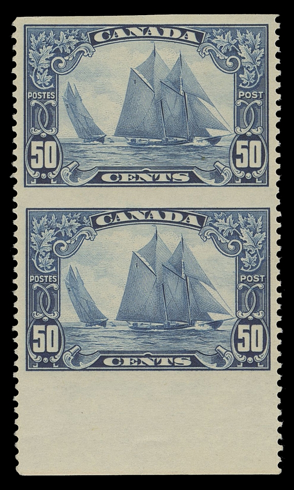 CANADA -  8 KING GEORGE V  158b, 158c,Two mint pairs with sheet margin on one side, imperforate vertically and imperforate horizontally, both LH, former F-VF, latter VF