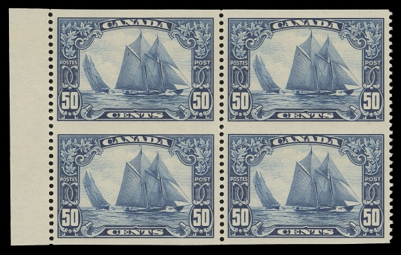CANADA -  8 KING GEORGE V  158c,An extremely well centered left margin mint block imperforate horizontally, brilliant fresh colour with full pristine original gum, choice, XF NH
