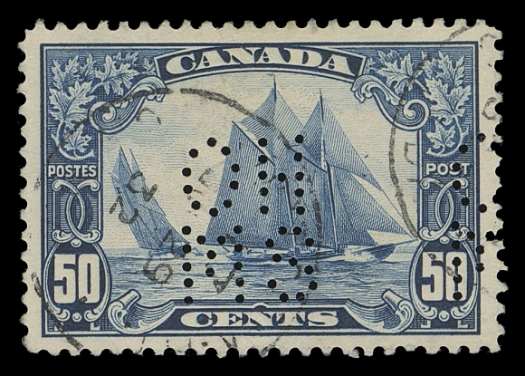 CANADA - 18 OFFICIALS  OA158,Ten single (plus two not counted) perforated officials from four different positions with Pos. A (7), B, C & the scarcer E. Mainly sound condition and seldom seen, F-VF (Unitrade cat. $5,000 as fine)