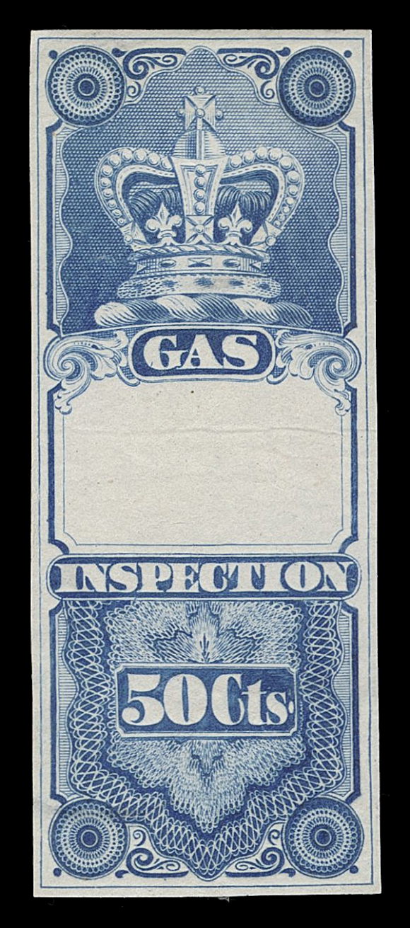 CANADA REVENUES (FEDERAL)  FG1-FG7,An impressive lot of thirteen different issued colour or trial colour proofs on india paper with well clear to large margins, all seven denominations from the original set are represented; some with natural india paper wrinkle or unevenness, brilliant fresh colours with sharp impressions. Includes the following:

Black - 50c, $1, $1.50, $2; Dull Grey Lilac - 25c; Violet - 50c, $3, $4; Crimson Red - $1, $2, $3; Green - $1.50; and Rose Lilac - $2. 

In addition to the proofs above, the lot contains $1 unfinished proofs in blue and in black on card, manuscript "Samples rejected" and "Samples chosen" in blank area (where serial number would be placed), these last two quite likely one-of-a-kind items.

Even though Zaluski identifies these as plate or trial colour plate proofs, some different than the ones listed, their rarity would suggest that they may be stamp size die proofs. A wonderful opportunity to acquire these very seldom seen proofs, F-VF
