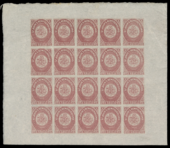 NEWFOUNDLAND -  1 PENCE  23,A lovely mint sheet, fresh rich colour, light hinge in selvedge and natural gum bends mainly in margin; a scarce intact sheet, all stamps are VF NH (Unitrade cat. $2,400)
