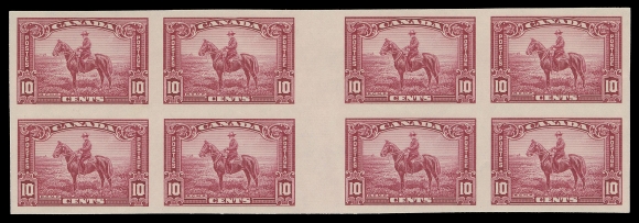 CANADA -  8 KING GEORGE V  223iii,A pristine, fresh imperforate mint block of eight with vertical gutter margin between blocks, in choice condition and very scarce, VF+ NH