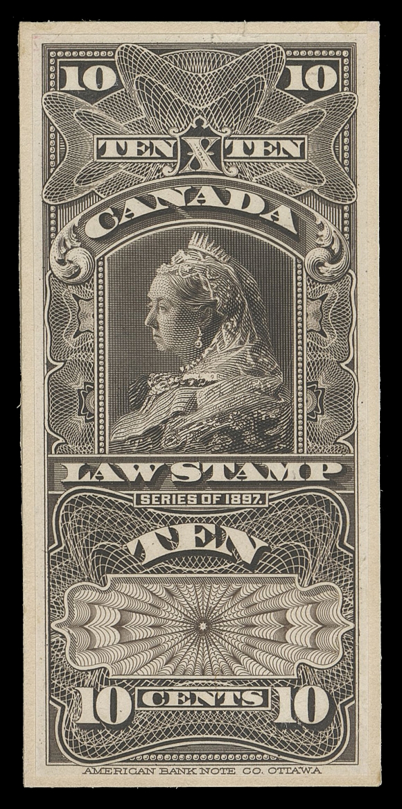 CANADA REVENUES (FEDERAL)  FSC7,Trial Colour Die Proof, engraved and printed in brownish black on stamp size india paper, mounted on slightly larger archival card, rare and VF