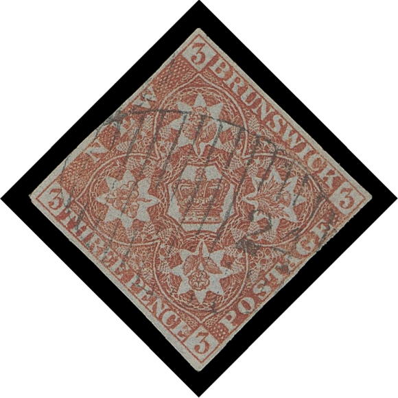 NEW BRUNSWICK  1a,A lovely used example in a darker shade than normally encountered, sharp impression and ample margins, quite well struck and ideally positioned oval grid 