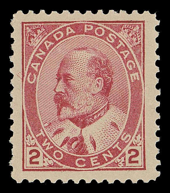 CANADA -  7 KING EDWARD VII  90e,A superb mint single, very well centered with large margins, bright colour associated with this elusive design type (from Plates 1 & 2 only, among the 86 different issued plates), full immaculate original gum, VF+ NH