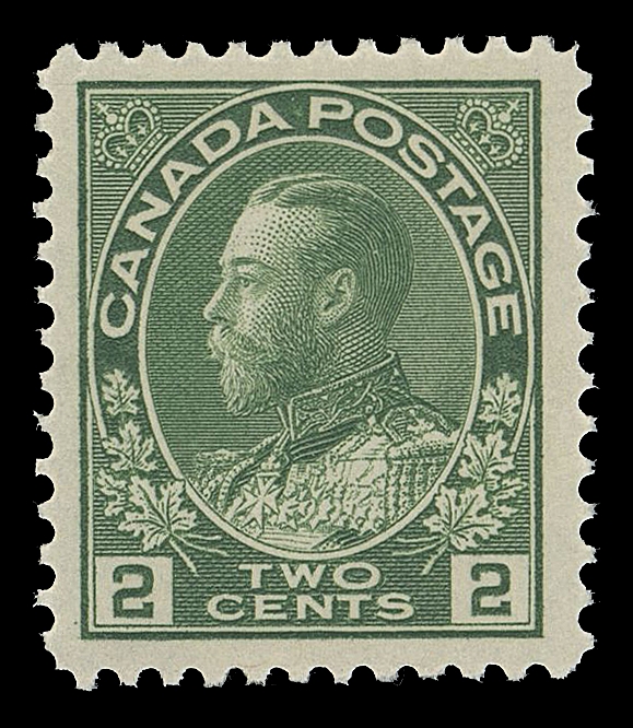 CANADA -  8 KING GEORGE V  107iv + shade,Choice fresh, well centered mint singles in two distinctive shades; one with pastel-like colour and impression and the other in an unusually bright shade of yellow green. A lovely duo, VF+ NH