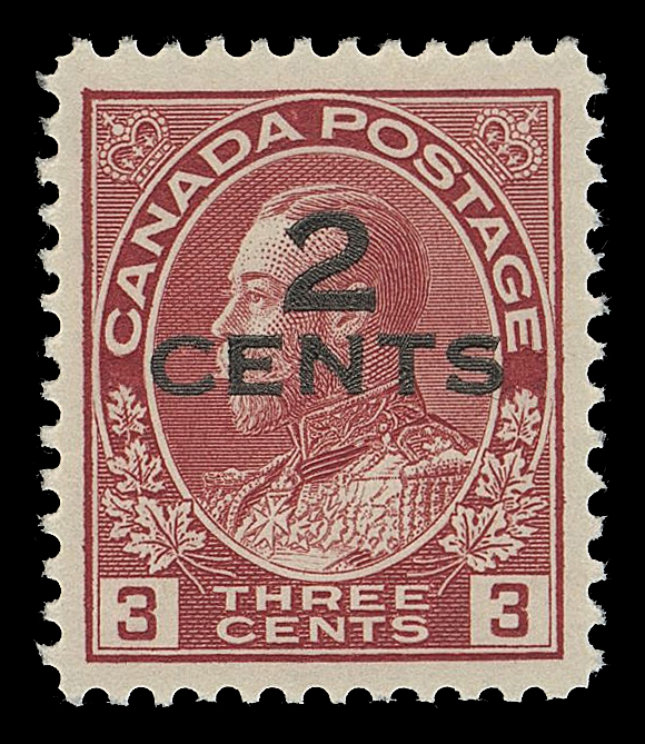 CANADA -  8 KING GEORGE V  139i, 140iii,Two selected mint singles showing dramatically shifted surcharges, VF+ NH