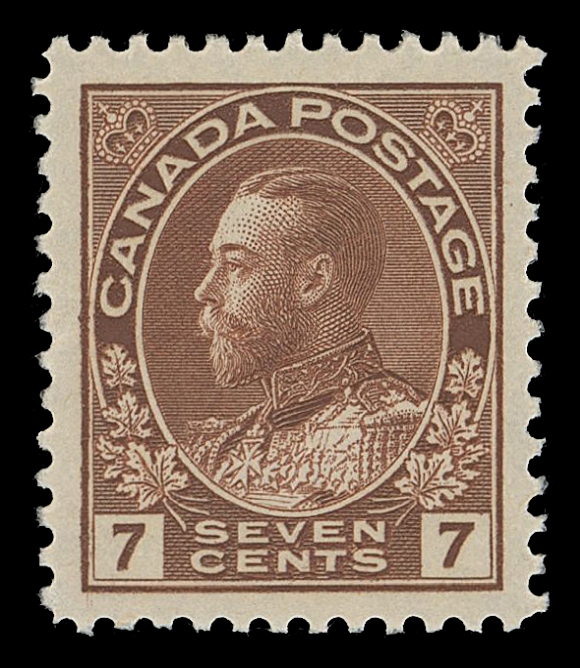 CANADA -  8 KING GEORGE V  114v,A post office fresh mint single, well centered and showing diagonal line in "N" of "CENTS" variety (from Plate 8), VF NH