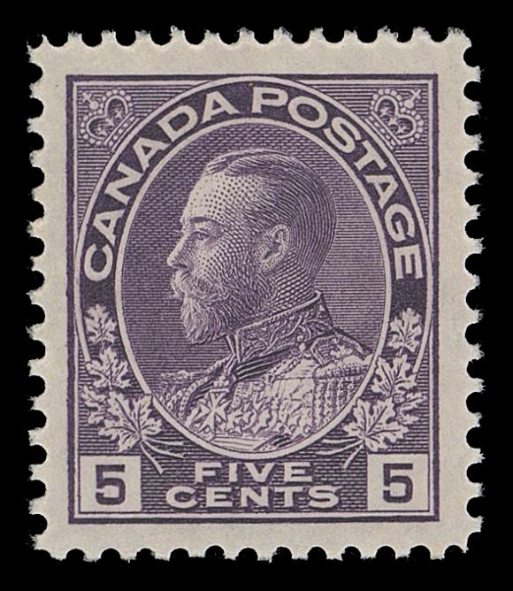 CANADA -  8 KING GEORGE V  112c,A selected mint single, very well centered with large margins, bright impression associated with the dry printing, redrawn framelines in all four spandrels, VF+ NH