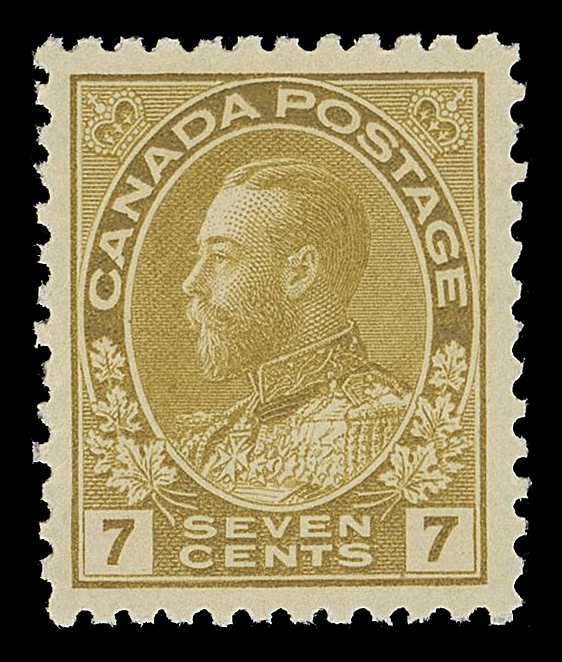 CANADA -  8 KING GEORGE V  113b,An unusually select mint example of this challenging stamp, the unmistakable shade with small perforation holes characteristic of all first printings. A beautiful stamp with radiant colour, VF NH; 2023 Greene Foundation cert.