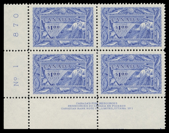 CANADA -  9 KING GEORGE VI  302,Matched set of Plate 1 blocks, VF NH