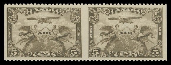 CANADA - 12 AIRMAILS  C1a, C1b, C1c,Three selected mint pairs - imperforate, imperforate vertically and imperforate horizontally, VF NH