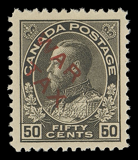 CANADA - 17 WAR TAX  MR2D,An extraordinary mint single, well centered with uncharacteristically large margins, fabulous bright colour on fresh paper and displaying full original gum, NEVER HINGED. One of the hardest stamps of entire King George Admiral era to obtain in choice NH condition, VF+ NH

Expertization: 2017 Greene Foundation certificate

A SUPERB MINT NEVER HINGED EXAMPLE OF THE FIFTY CENT ADMIRAL WAR TAX, MISSING FROM MANY ADVANCED COLLECTIONS.