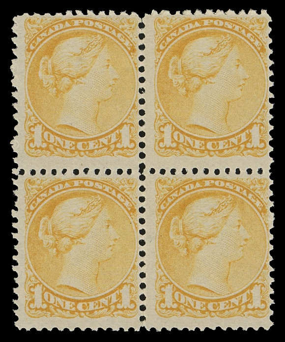 CANADA -  5 SMALL QUEEN  35a printing,A brilliant fresh mint block, very early perf gauge 12 with distinctive dull streaky original gum, Fine + NH. Much scarcer than later Montreal printings.