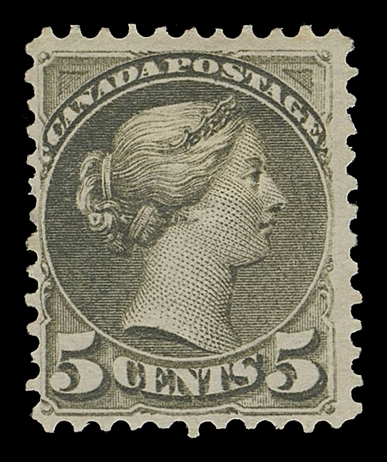 CANADA -  5 SMALL QUEEN  38a,A lovely mint single in a distinctive early Montreal shade, rich colour, paper hinge remnant, large part dull streaky original gum; a Fine OG example of this scarce stamp.