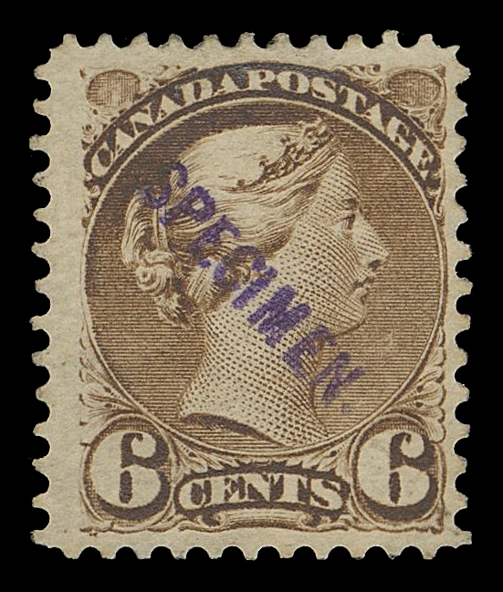 CANADA -  5 SMALL QUEEN  39,An unused example with diagonal SPECIMEN handstamp in violet, allegedly prepared for distribution at the 1891 UPU Congress in Vienna, Fine and scarce