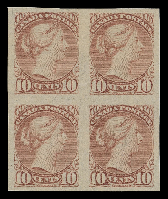 CANADA -  5 SMALL QUEEN  45i,A choice mint imperforate block in a beautiful distinctive shade, full original gum, lower pair is NH, VF LH