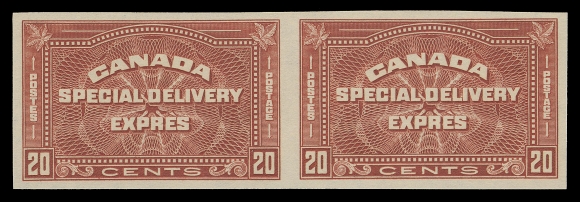 CANADA - 14 SPECIAL DELIVERY  E5a,A post office fresh mint imperforate pair in horizontal format,  full even margins and pristine original gum, XF NH