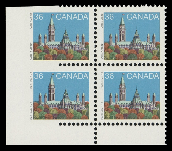 CANADA - 10 QUEEN ELIZABETH II  926Bii,Mint lower left blank (field stock; no imprint as issued) corner  block showing imperforate variety at left, VF NH