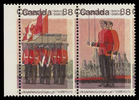 CANADA - 10 QUEEN ELIZABETH II  693d,Se-tenant pair in pristine condition displaying the dramatic DOUBLE IMPRESSION ERROR. One of the most coveted modern major errors of Canada, VF NH