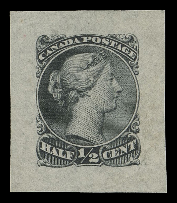 CANADA -  4 LARGE QUEEN  21,Spectacular Engraved Die Proof printed in black on thin hard bond paper measuring 25 x 29mm, very rare in the issued colour. A glorious showpiece, VF (Minuse & Pratt 21P2b)