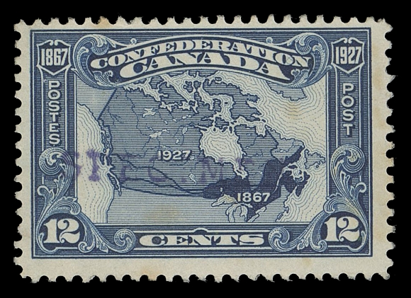 CANADA -  8 KING GEORGE V  141-145,The set of five unused handstamped SPECIMEN overprint in violet by a receiving Postal Administration, a few minor toning spots. Very rare and unusual, Fine; clear 1977 BPA cert. 