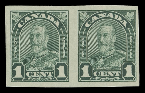 CANADA -  8 KING GEORGE V  163d,A fresh mint imperforate pair with full original gum; scarce as only 50 pairs can exist, VF LH
