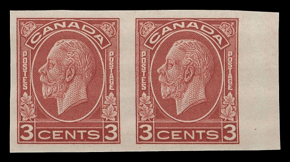 CANADA -  8 KING GEORGE V  195c-200a,The set of six imperforate mint pairs, all sheet marginal; small gum crease on 8 cent, a lovely set with bright colours and full original gum, VF NH